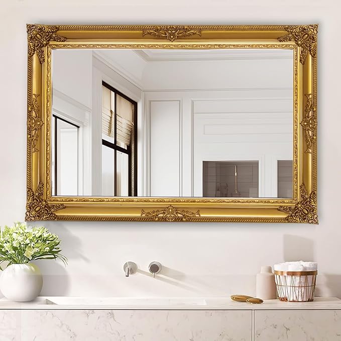 Large Antique Wall Decorative Mirror, 29.5" x 41" Gold Traditional Baroque by AutdotWallMirrors