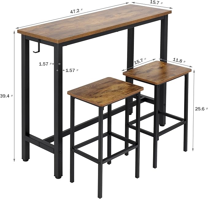 Finnhomy 47" Industrial Bar Table Set - Image 4