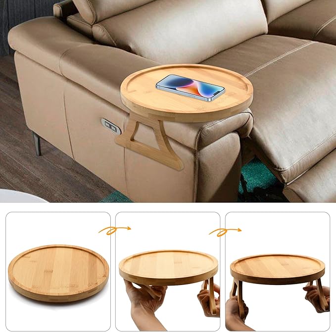 Sofa Arm Tray Table -Wide Sofa Arm Table-Flexible and Foldable-Ideal - Image 4