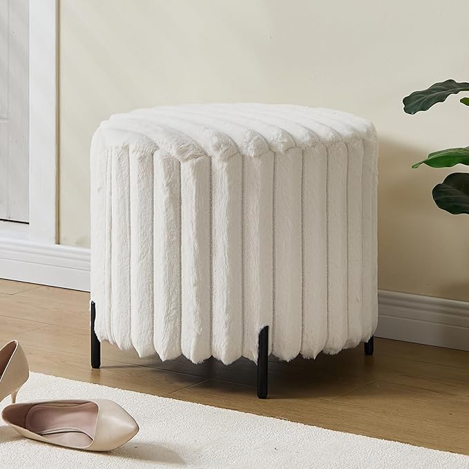 Furniliving Modern Round Ottoman, Large Size Bedroom Ottoman Footstool Round by FurnilivingFurnitureforHome
