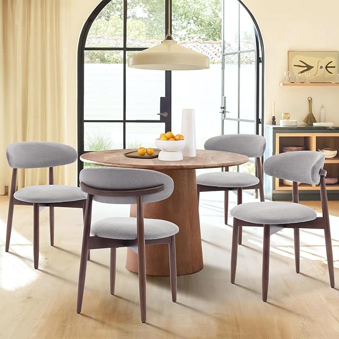 COLAMY Wooden Dining Chairs Set of 4, Modern Fabric Upholstered Kitchen Chairs - Image 7