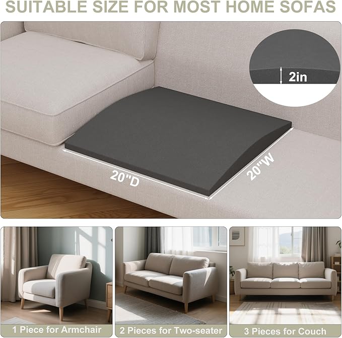Couch Cushion Support for Sagging Seat, High-Density Curved Foam Sofa Furniture - Image 2
