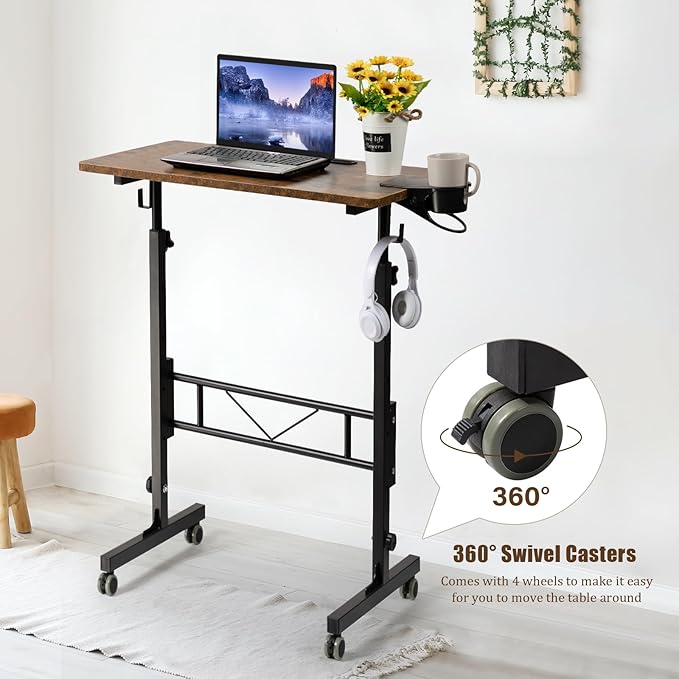 SIDUCAL Standing Desk Adjustable Height, Small Mobile Stand Up Desk - Image 6