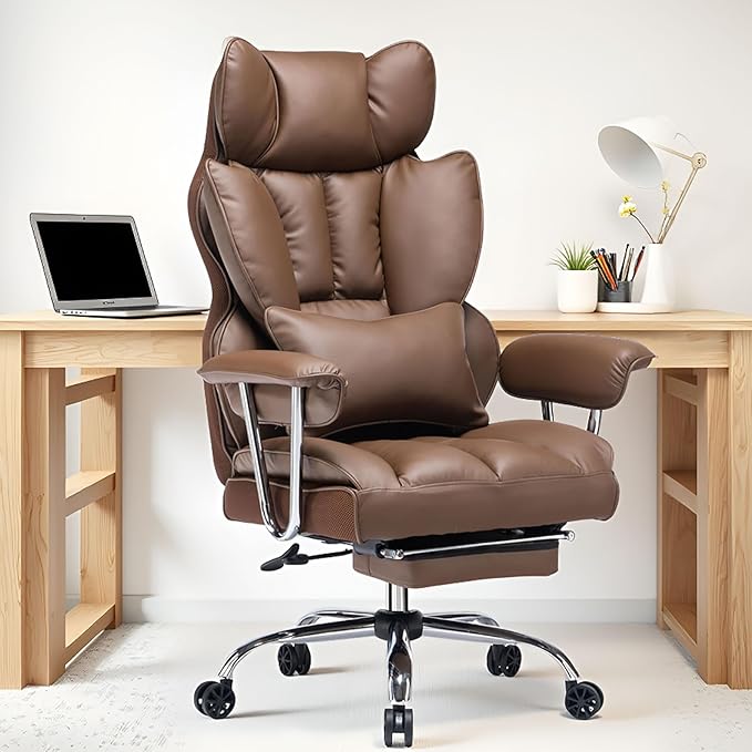 Efomao Big and Tall Office Chair 400lbs – High Back PU Leather Executive Chair by OFFICECHAIR
