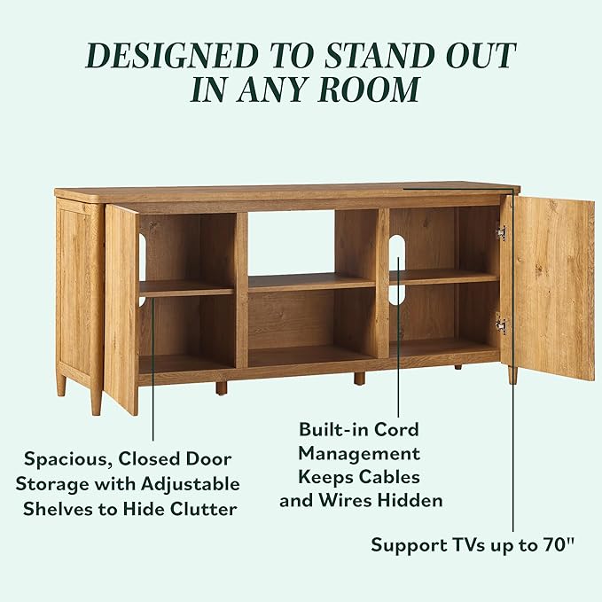 Walker Edison Scandinavian Reeded TV Stand - Image 5