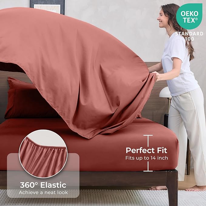 HEVUMYI Terracotta Queen Comforter Set - Image 5