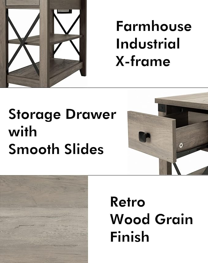 Narrow End Table with Charging Station - Image 6