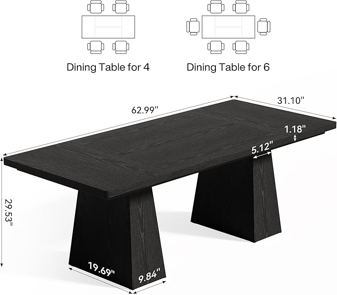 LITTLE TREE Dining Table for 6 People, Wooden Table, Rectangle Furniture - Image 2