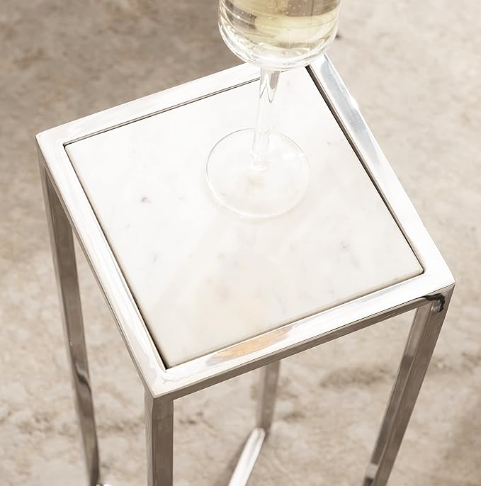Kate and Laurel Jaspur Modern Glam Drink Table, Decorative Metal and Marble - Image 5