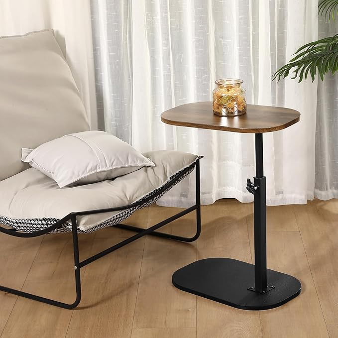 360° Swivel Top C Table for Small Place, Adiustable Height Couch Side Tables - Image 6