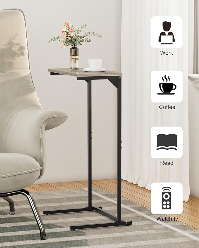 TUTOTAK C Shaped End Table, Small Side Table, 28.7 inch Tall Couch Table - Image 6