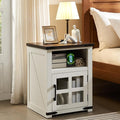Farmhouse Nightstand with Charging Station, Rustic End Table with Tempered by Barnyatoh