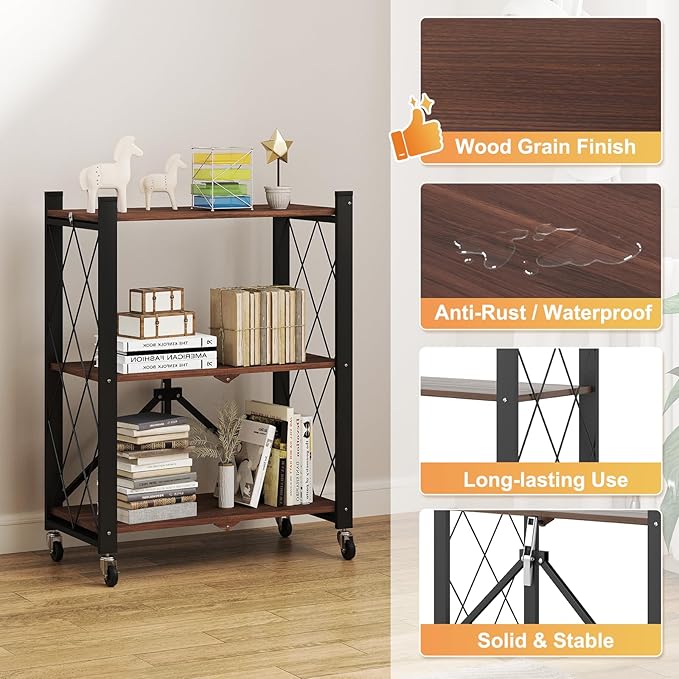 BAOYOUNI 3-Tier Vintage Industrial Bookshelf - Image 4