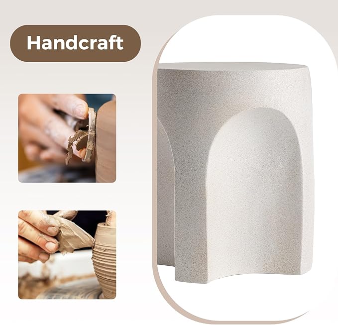COSIEST Concrete Side Table Drum Shape, Patio Accent Table Cement End Tables - Image 5