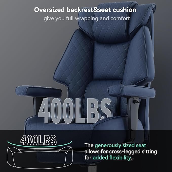 Big and Tall Office Chair with Footrest, PU Leather High Back Executive Office - Image 3