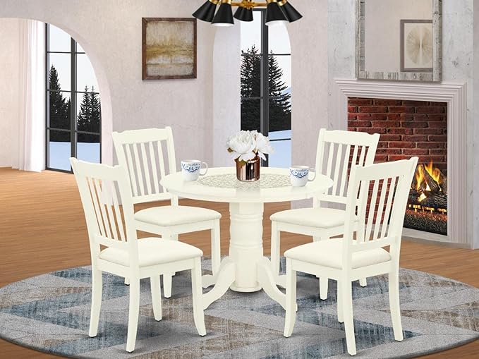 East West Furniture SHDA5-WHI-C 5 Piece Modern Dining Table Set Includes a - Image 6
