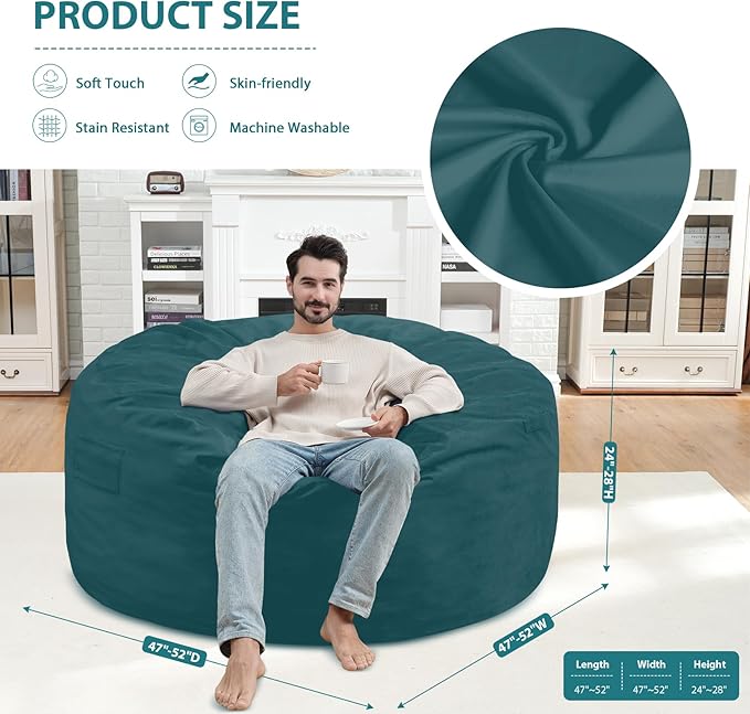 5FT Bean Bag Chair, Large Bean Bag Chairs - Image 3