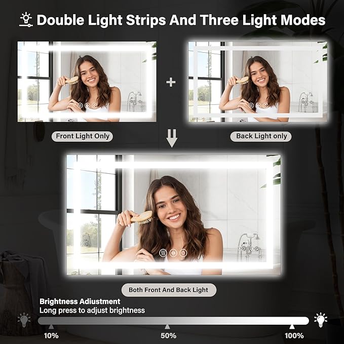 40"x 60"LED Bathroom Mirror, Backlit + Front Lit, LED Bathroom Mirror - Image 8