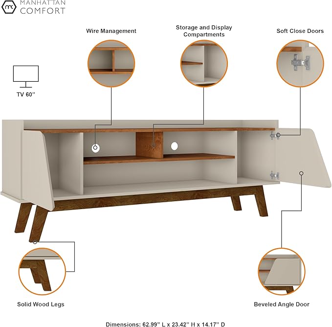 Manhattan Comfort Marcus Mid Century Modern 65 Inch TV Stand - Image 9