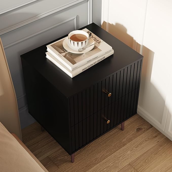 Black Night Stand Set 2, Modern Bedside Table - Image 8