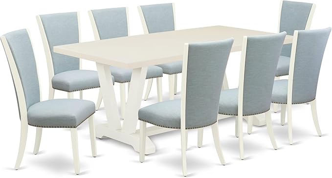 East West Furniture V027VE215-9 9 Piece Dining Room Set Includes a Rectangle by EastWestFurniture