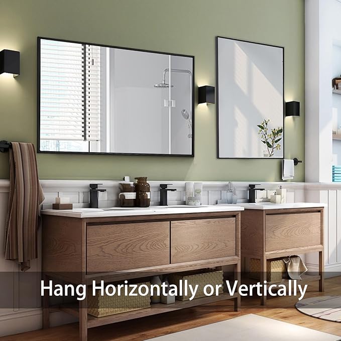 Black Bathroom Mirror 30x40, Rectangle Wall Mirror 30 x 40 inch, Metal Frame - Image 3