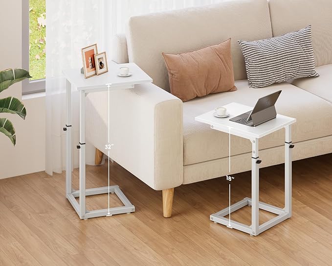 Vagusicc C Shaped End Table, Sofa Table That Slide Under, C Table End Table TV - Image 2