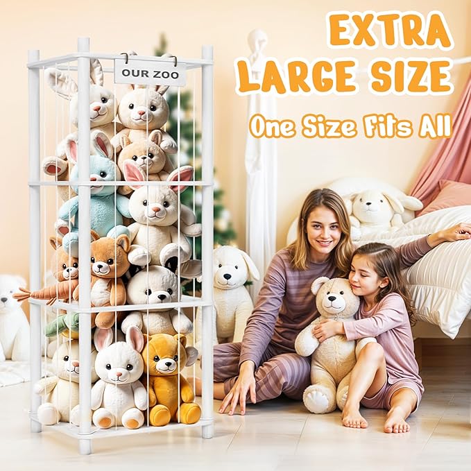 Stuffed Animal Storage & Organizer, Wooden Cute Zoo Toy Holder - Image 5