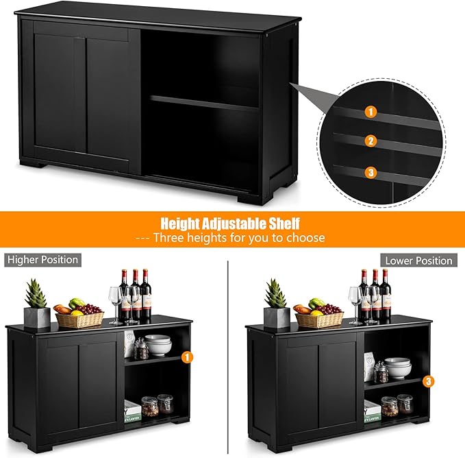 Costzon Sideboard Buffet Cabinet, Wooden Kitchen Storage Cabinet - Image 4