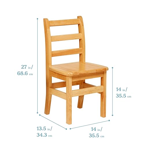 ECR4Kids Three Rung Ladderback Chair, 14in Seat Height, Classroom Seating - Image 2