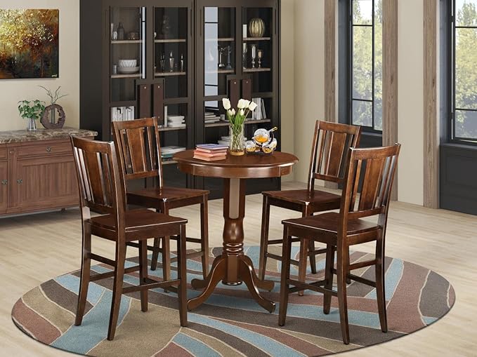 East West Furniture EDBU5-MAH-W 5 Piece Kitchen Counter Set Includes a Round - Image 7