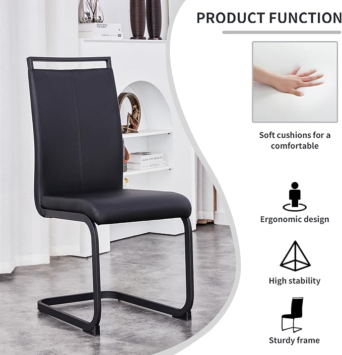 Modern Dining Chairs Set of 4, High Back Kitchen Chairs, Side Room Chair - Image 3