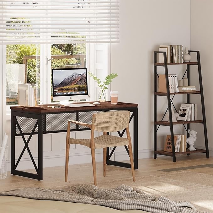 BON AUGURE Farmhouse Computer Desk, Modern Industrial Home Office Desks - Image 5