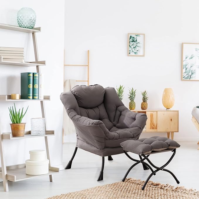 LITA Lazy Chair with Ottoman, Modern Accent Leisure Upholstered Lazy Sofa - Image 8
