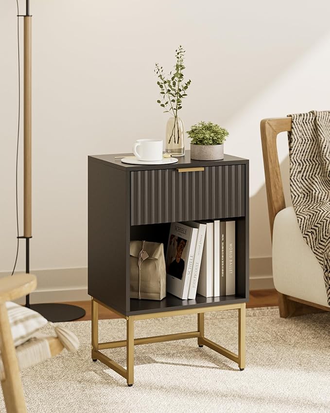 Masupu Fluted Nightstand, Modern Night Stand Wood Bedside Table - Image 7