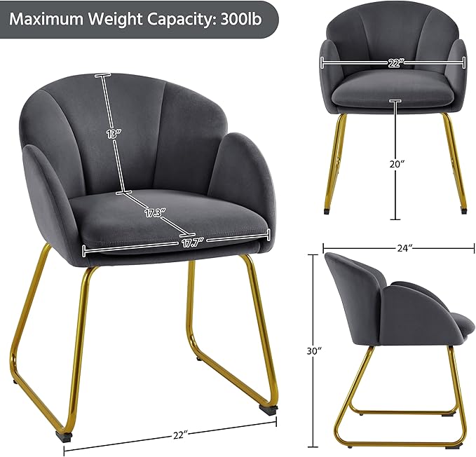 Yaheetech Flower Shape Velvet Armchair, Modern Side Chair Vanity Chair - Image 3