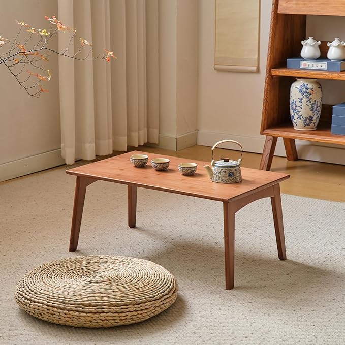 Japanese Floor Table No Assembly Required Bamboo Folding Walnut Coffee Table - Image 2