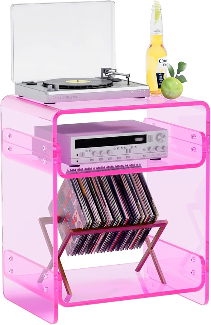 Clear Acrylic 3-Tier End Table/Nightstand – Sleek Bedside Storage by SmittenLife