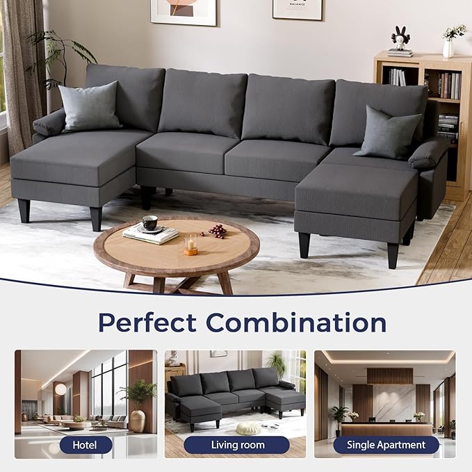 U Shaped Sectional Couch, Convertible Modular Sectional Sofa - Image 7