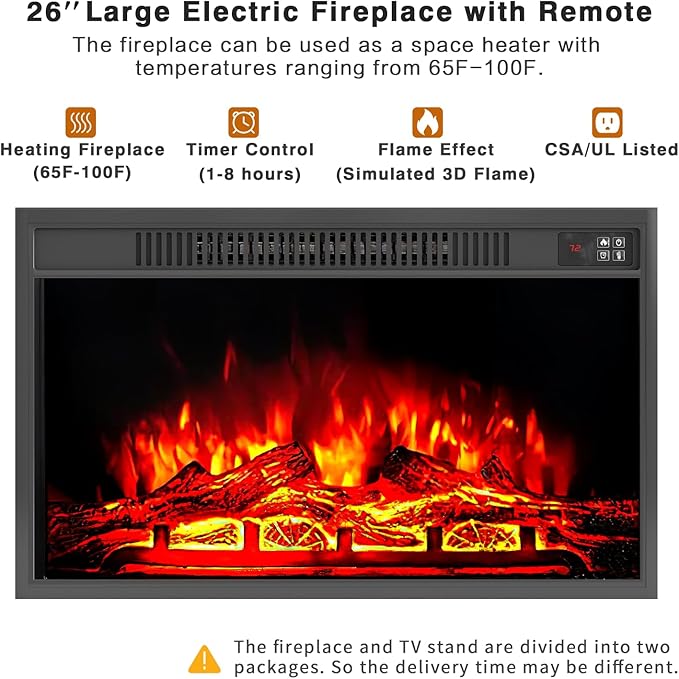 YESHOMY Fireplace TV Stand for Television up to 65+ Inch - Image 5