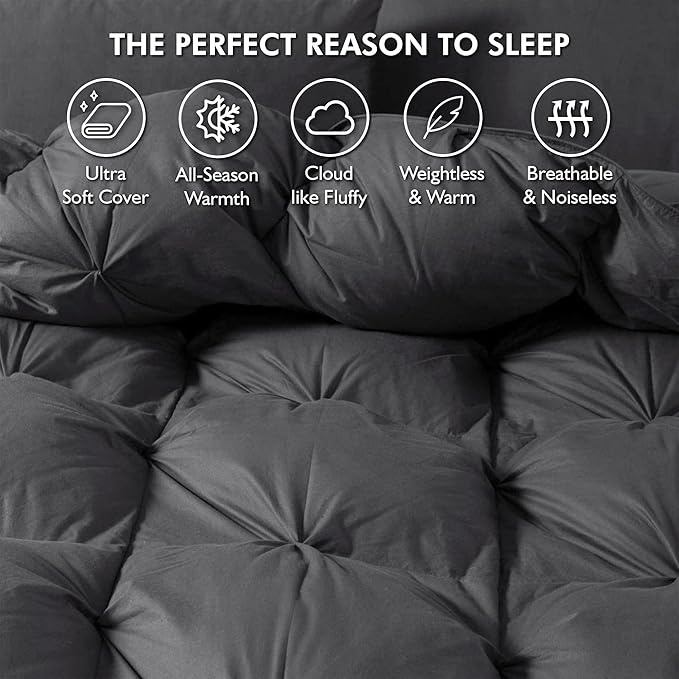 Luxurious All-Season Goose Down Feather Fiber Comforter Super King Size Duvet - Image 5