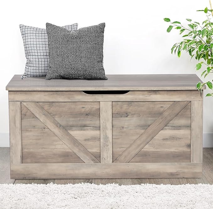 39.4" Storage Chest, Wooden Storage Bench, Large Storage Trunk - Image 9