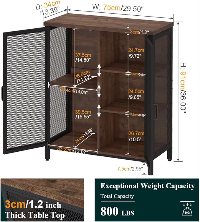 BON AUGURE Coffee Bar Cabinet for Liquor, Small Storage Cabinet for Home Kitchen - Image 2