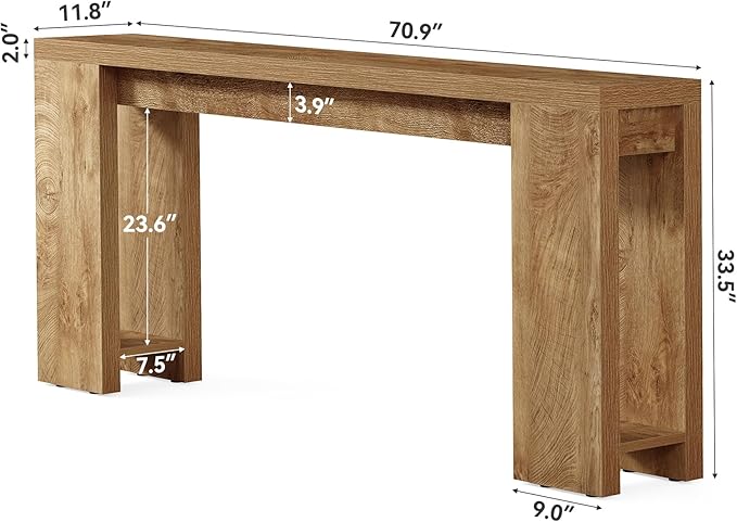 Little Tree 70.9-Inch Long Console Table, Narrow Sofa Table Behind The Couch - Image 3