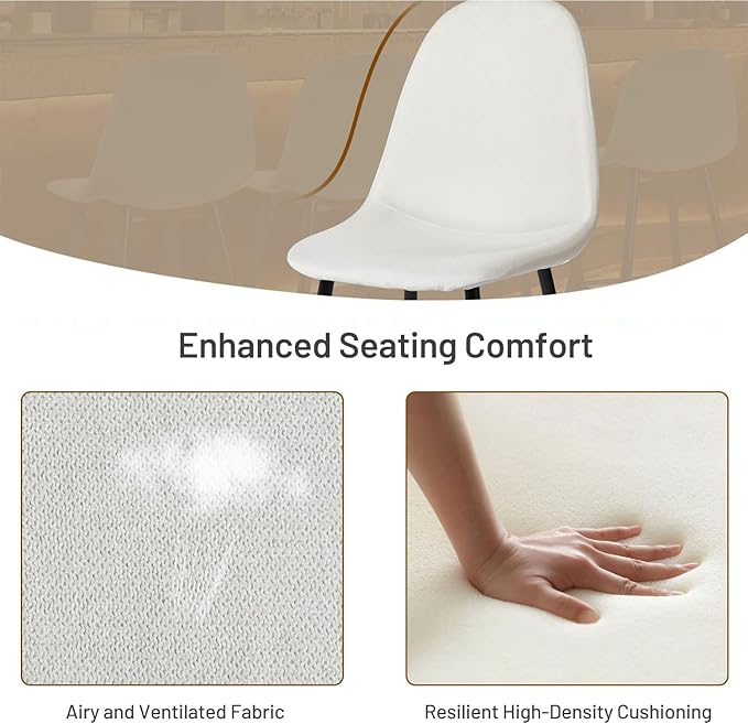 FurnitureR Dining Chairs Set of 4 Comfortable Upholstered, Fabric Mid-Back - Image 4