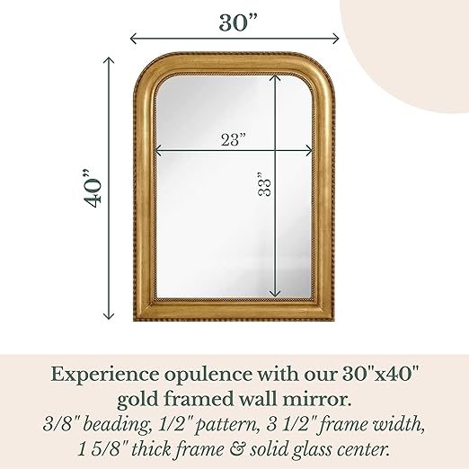 Hamilton Hills 40" x 30" Classic Gold Mirror - Image 2