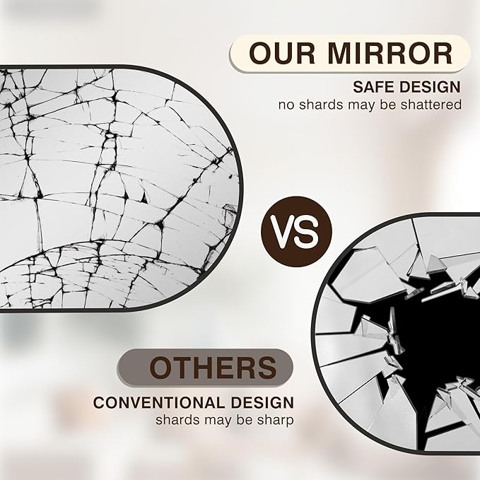 FICTOR Bathroom Vanity Mirror for Wall, 40”x30” Large Arched Metal Framed - Image 6