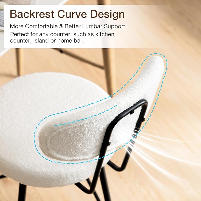 HOMMPA Counter Height Swivel Bar Stools Set of 4 Boucle Barstools 26'' - Image 7
