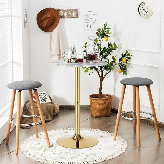 24'' Gold Bar Table Round Cocktail Table 39.1" Height Kitchen Dining Tables - Image 6