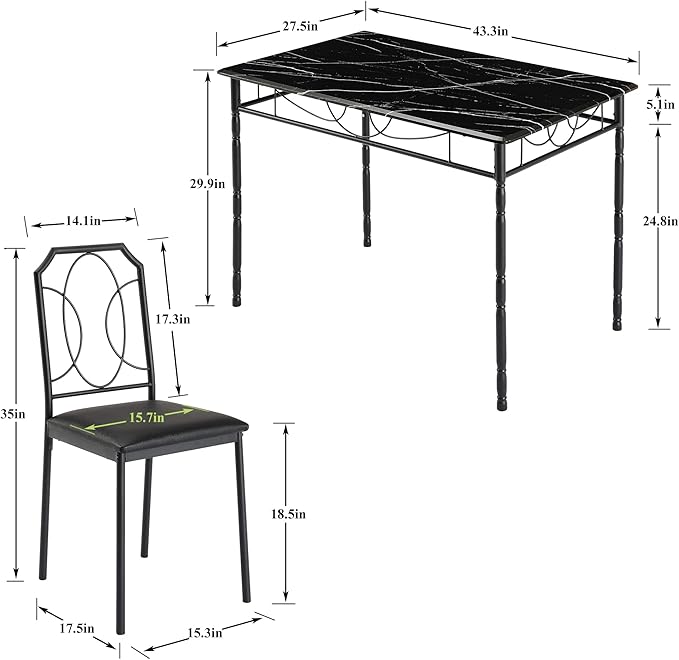 VECELO 5 Piece Dining Table Set - Image 7